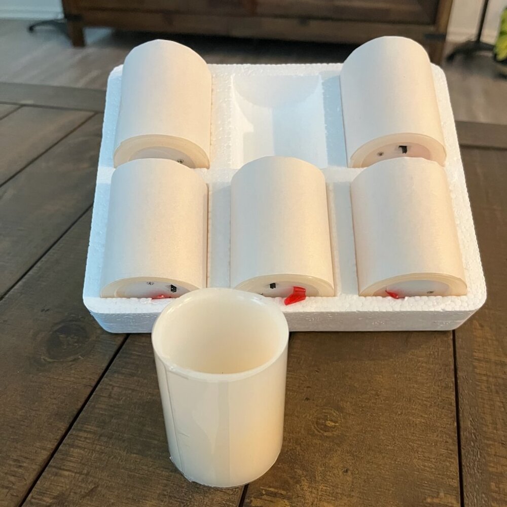 Flameless 6 piece set candles - cream color, new never been used